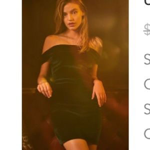Velvet green UO off the shoulder dress